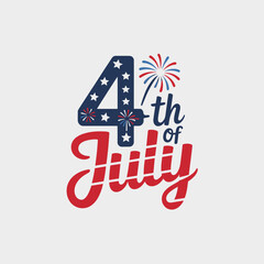Simple 4th of July Typography with Fireworks Accent
