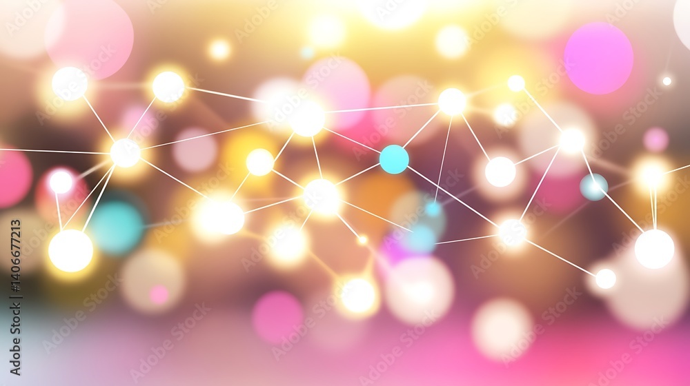 Poster abstract network of glowing points, interconnected by lines.