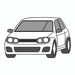 Simple White Car Illustration Front View Automotive Design Isolated On White