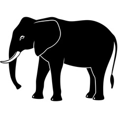 Fototapeta premium AI Generated African Bush Elephant Vector Silhouette Isolate White Background