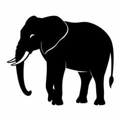 Obraz premium AI Generated African Bush Elephant Vector Silhouette Isolate White Background