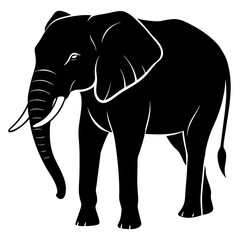 Fototapeta premium AI Generated African Bush Elephant Vector Silhouette Isolate White Background