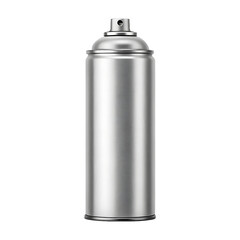 Blank silver aerosol spray can isolated on white background.