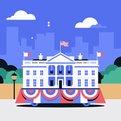 Naklejka premium White House Parade Float Vector for 4th of July