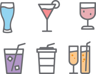 set of different fresh drinks