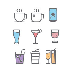 set of fresh drinks icons