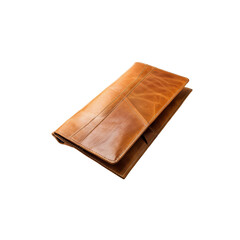 Elegant Brown Leather Wallet on Black Background for Fashion Use