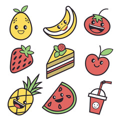 food and fruit vector emoji illustration