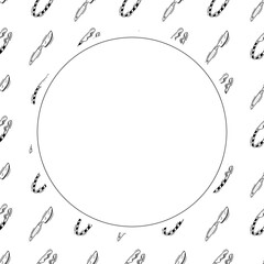 kitchen utensil frame. doodle kitchenware circle frame. kitchen background