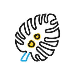 Multi color icon for monstera leaf