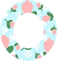 pink flowers and blue background number 0.