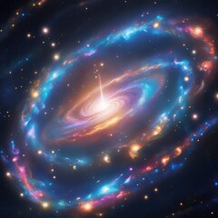An awe-inspiring galactic map glows with bioluminescent energy, mapping out the universe in a stunning display of mother of pearl vibrant colors and intricate details.