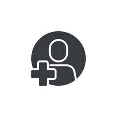 A person with a plus sign vector icon