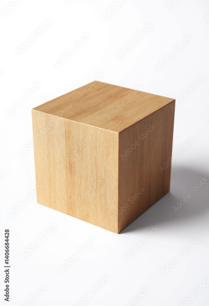 Poster Isolated Wooden Cube Object on White Background for Mockup or Display