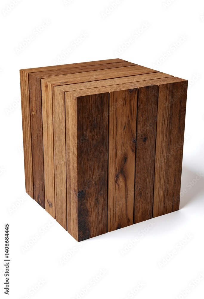 Aufkleber Isolated Wooden Cube Object on White Background for Mockup or Display