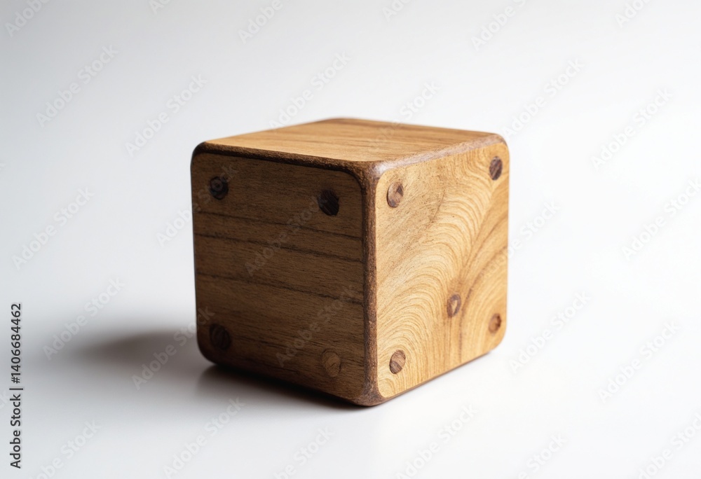 Poster Isolated Wooden Cube Object on White Background for Mockup or Display