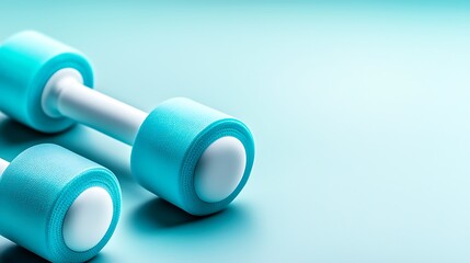 Light blue dumbbells for fitness, weights