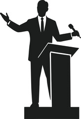 Clean Black Silhouette of Business Speaker on Stage