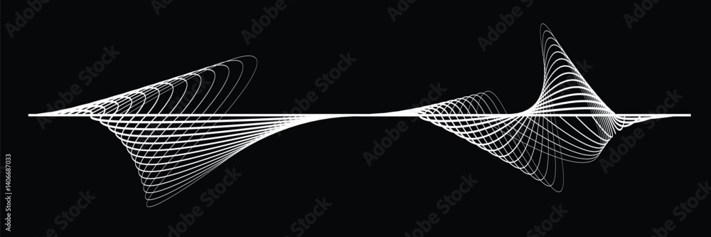 Poster digital sound equalizer . audio signal frequency signal . abstract flow linear fluid wavy shape . ac