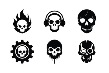 Skull  silhouette vector bundle  illustration