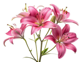 Fototapeta premium Beautiful pink lilies bloom gracefully, showcasing their delicate petals and vibrant colors, perfect for adding elegance to any setting