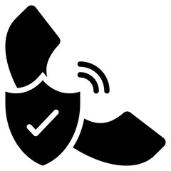 contact tel call protection shield solid glyph icon