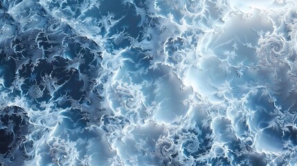 Obraz premium Crystallized Ice Texture Blue and Silver Fractals Winter Theme
