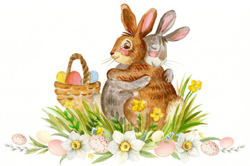 easter bunny and easter eggs