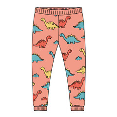 Children's leggings with dinosaur patterns in vibrant colors  
