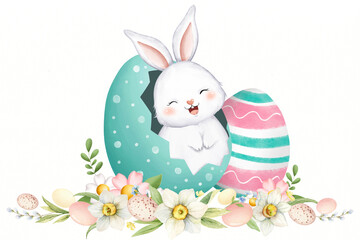 easter bunny with eggs