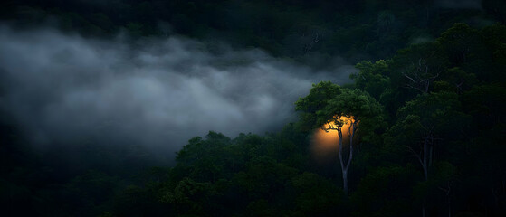 Fototapeta premium Misty Forest Glow