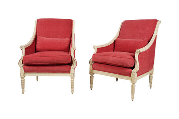 red armchair isolated on white  Zentique Louis Club Chair