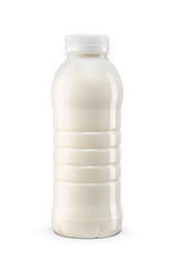 Plastic bottle for dairy products: milk, drink yogurt, cream isolated. Transparent PNG image.