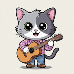 cat with guitar