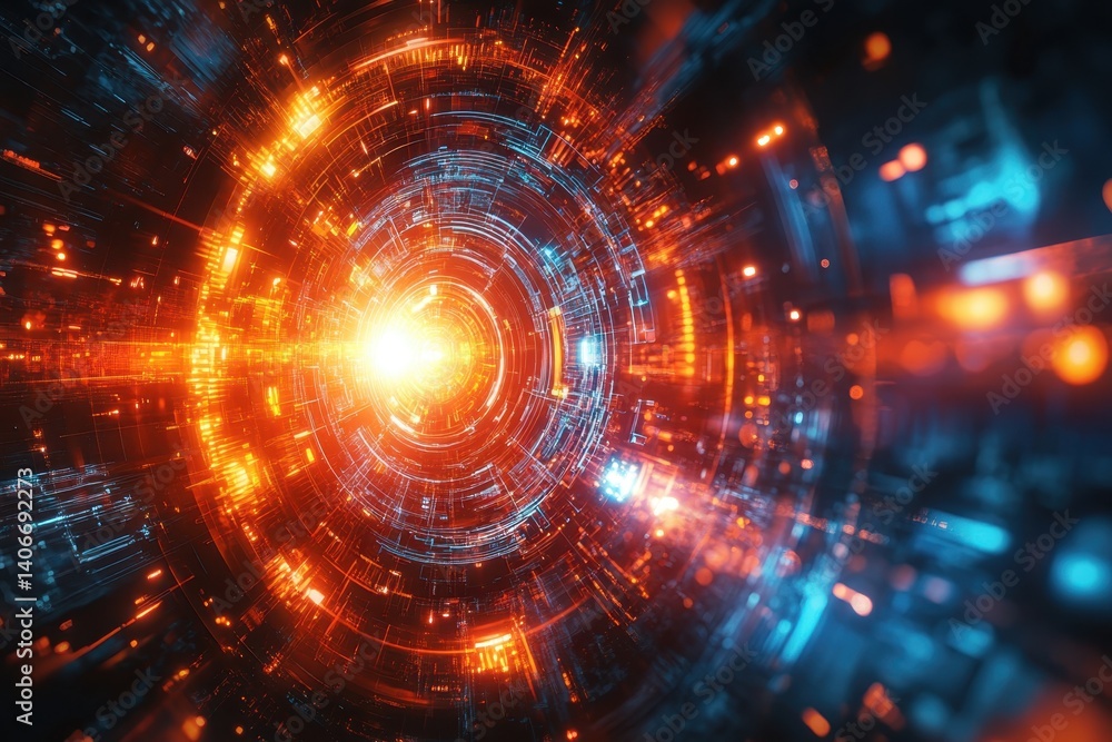 Poster vivid abstract representation of energy flow and digital connections in a cosmic environment