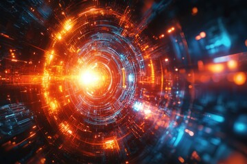 Vivid abstract representation of energy flow and digital connections in a cosmic environment