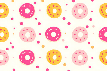 Sweet Donuts Pattern, Pink, Yellow, Dots