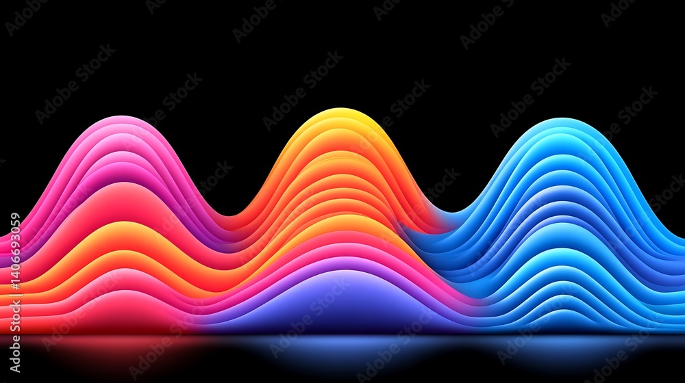 Poster abstract wave patterns in vibrant colors create a dynamic visual effect.