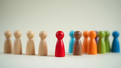 Standing Out in Unity Wooden Figures Highlight the Balance Between Individuality and Inclusivity in Modern Social Dynamics