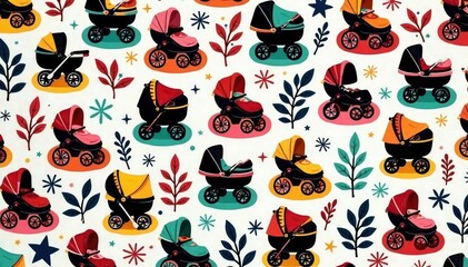 Obraz premium Abstract geometric stroller pattern in monochrome, circles, dramatic, dots