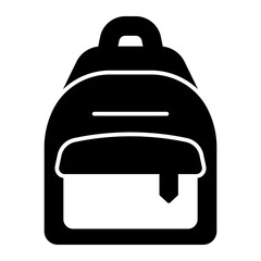 Backpack for traveling solid icon, tour bag concept. Vector graphics. Bag with pocket sign on white background, glyph style mobile or design.