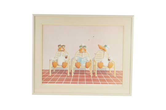 easter eggs in a nest   Modern Colorful Line Art Print 