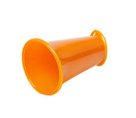 Orange plastic funnel with handle on Png Format and Transparent Background