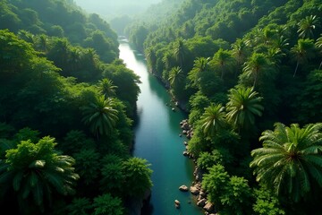 High-Resolution Aerial View of Lush Green Jungle