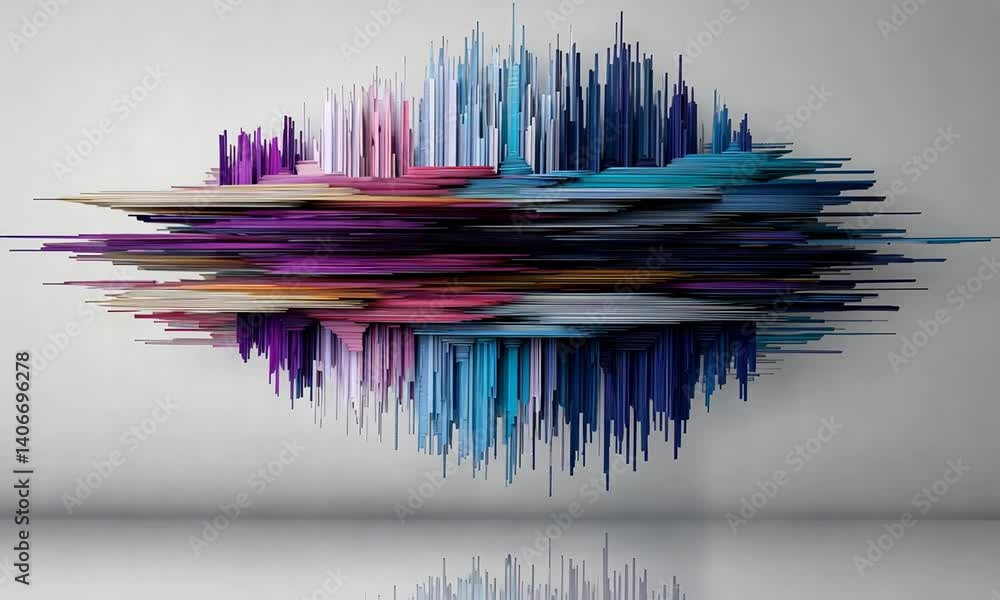 Aufkleber abstract colorful wave sculpture on smooth surface representing sound waves and digital artistry in 