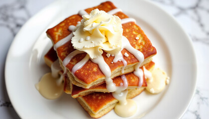 Delicious Pancakes with Butter and Frosting