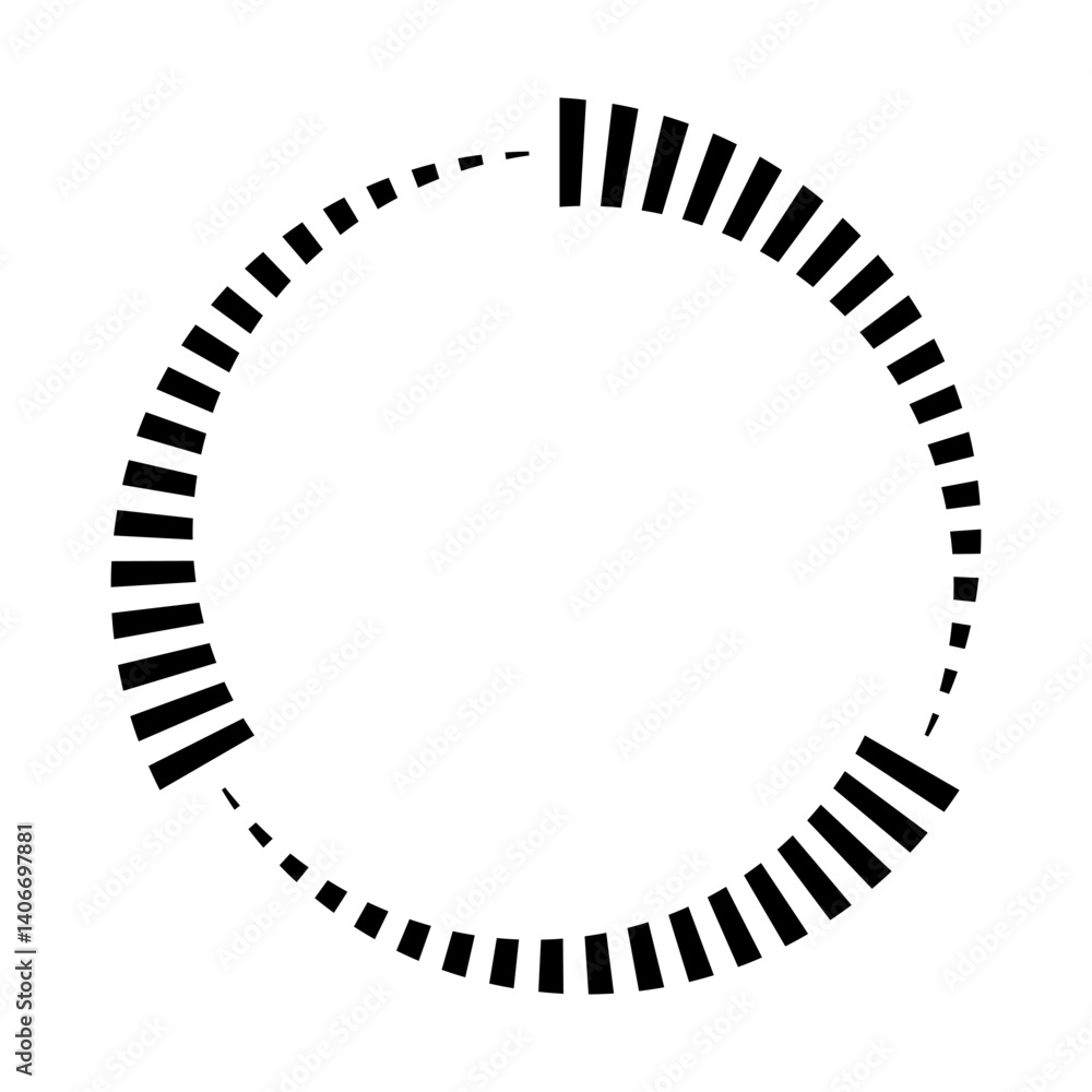 Poster circular abstract loading bar with bold black segmented progress elements