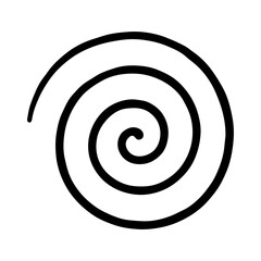 Hand drawn spiral doodle black line icon