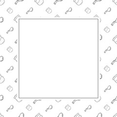 kitchen utensil frame. doodle kitchenware square frame. kitchen background