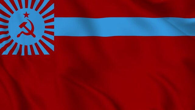 Georgian SSR  red and blue flag featuring Soviet hammer and sickle. Perfect for historical, political, or revolutionary themed visuals.